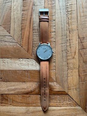 MVMT Men's Watch with Tan Leather Strap and Silver Dial